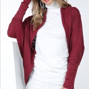 Cranberry color-Cocoon Cardigan Sweater
